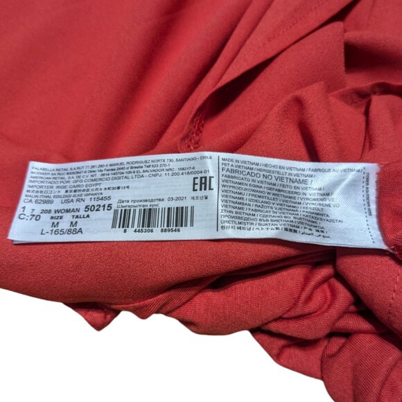 MNG (Mango) | NWT Ruched Shoulder Red T-Shirt Short Sleeves | Size: Medium - Picture 14 of 14